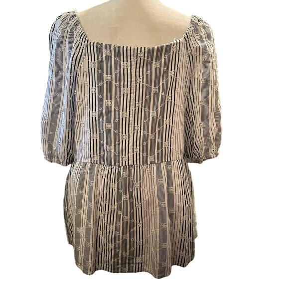 Lane Bryant Short Sleeve Square Neck Eyelet Peplum Top, Plus Size 16 - Picture 7 of 8